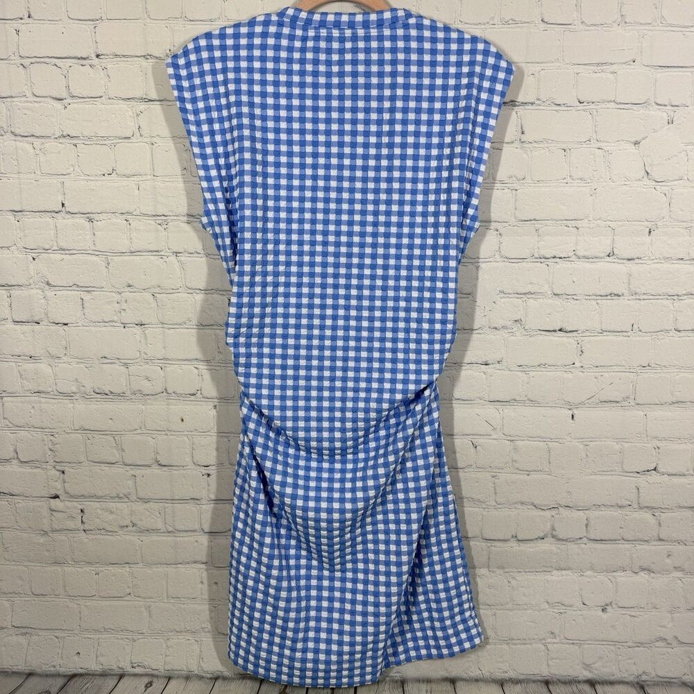 Tanya Taylor Textured Gingham Dress Womens Medium Blue White Check Knit Midi - Picture 3 of 13